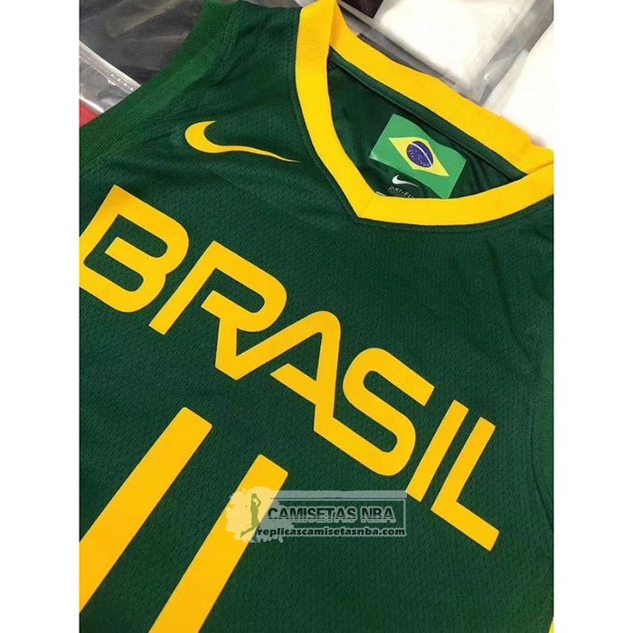 Camiseta Brasil Anderson Varejao NO 11 2019 FIBA Baketball World Cup Verde